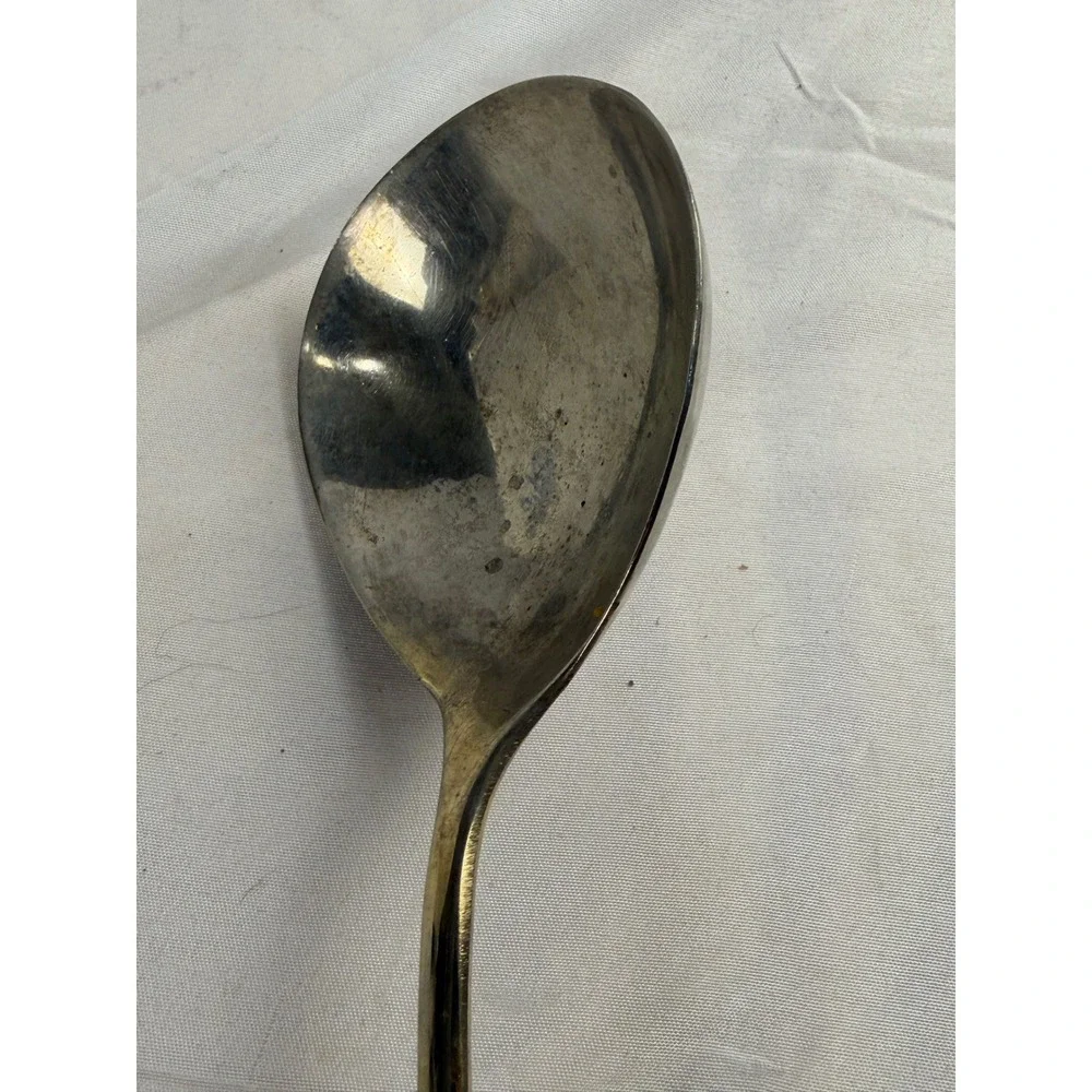 Vintage IS CO Gold Tone Floral Scroll Serving Spoon Silver Bowl China